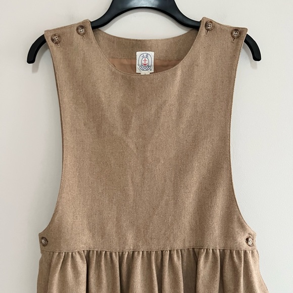J.G. Hook Vintage Wool Pleated Apron Jumper Midi Dress in Tan / Light Brown, 10P - Picture 3 of 12